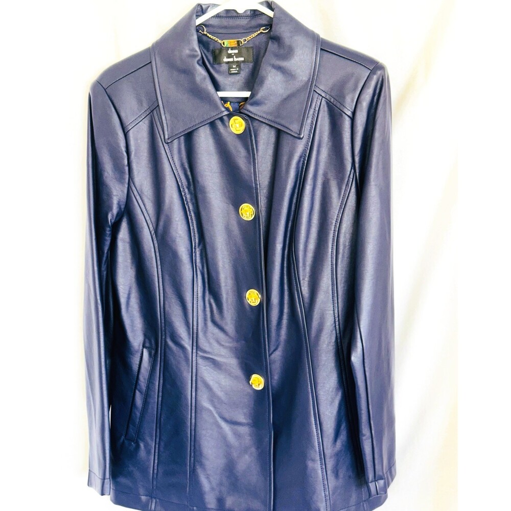 Dennis Basso NWOT Navy Women's Blue Faux Leather, Turn Key Closure, Med.